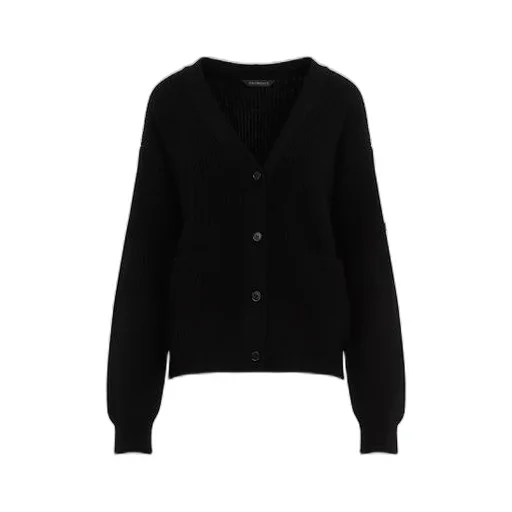 Logo Patch Wool V-Neck Cardigan