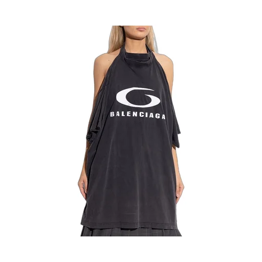 Logo Halter Neck Cut-Out Dress
