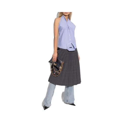 Striped Halterneck Sleeveless Shirt