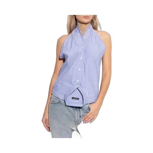 Striped Halterneck Sleeveless Shirt