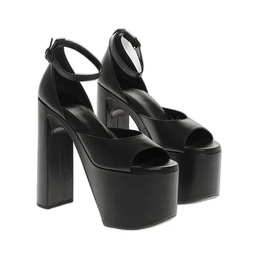 Platform Leather Sandal Heels