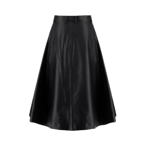 Flare Leather Midi Skirt