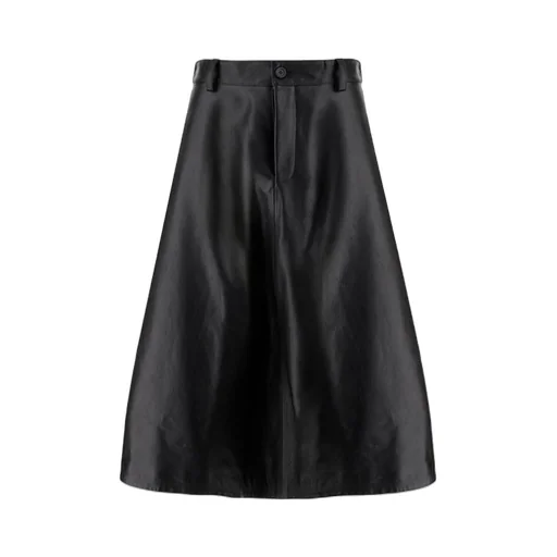 Flare Leather Midi Skirt