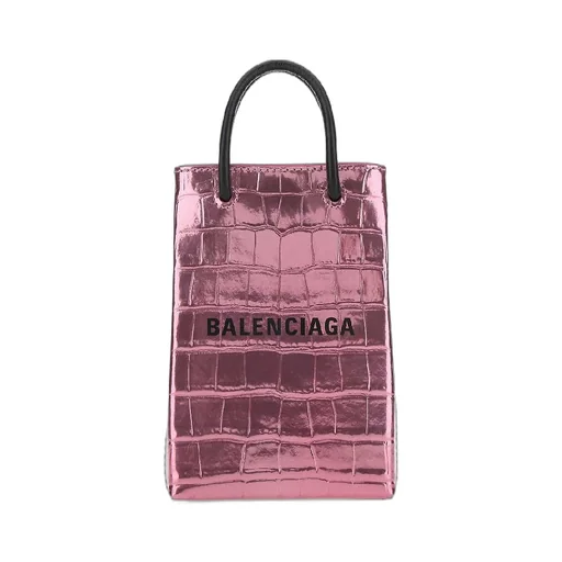 Metallic Leather Logo Phone Holder Bag