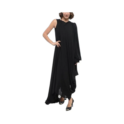 Black Drape Long Dress