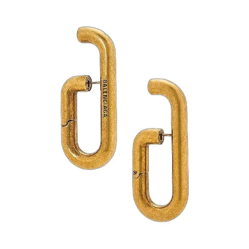 Logo Engraving Antique Gold Earrings