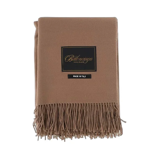 Logo Label Fringe Wool Muffler