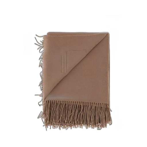 Logo Label Fringe Wool Muffler