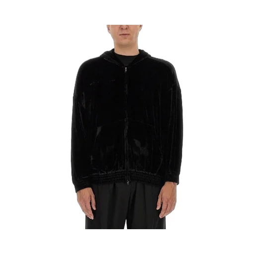 Back Stud Logo Velvet Hoodie Zip-Up