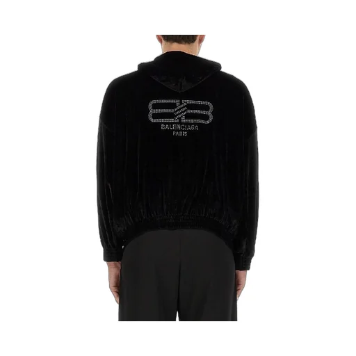 Back Stud Logo Velvet Hoodie Zip-Up
