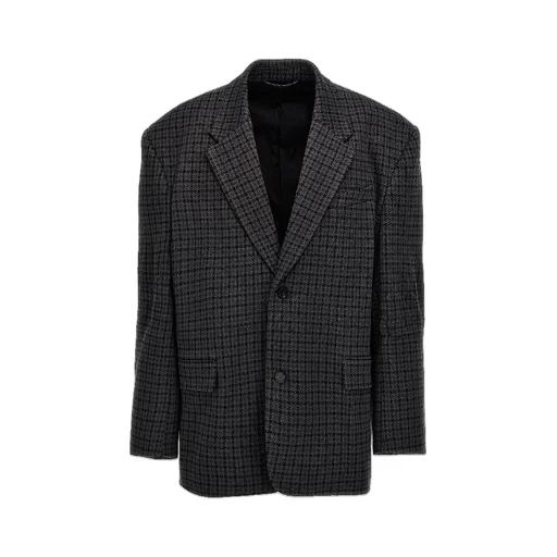 Houndstooth Oversized Fit Single Jacket