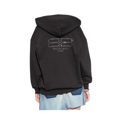 Rhinestone Back Logo Hoodie Zip-Up