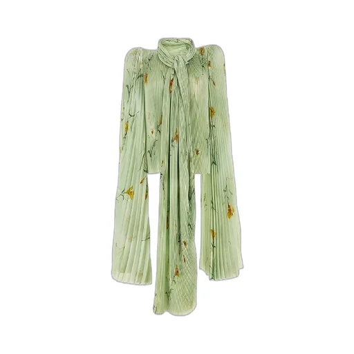 Lilies Scarf Neck Pleated Blouse