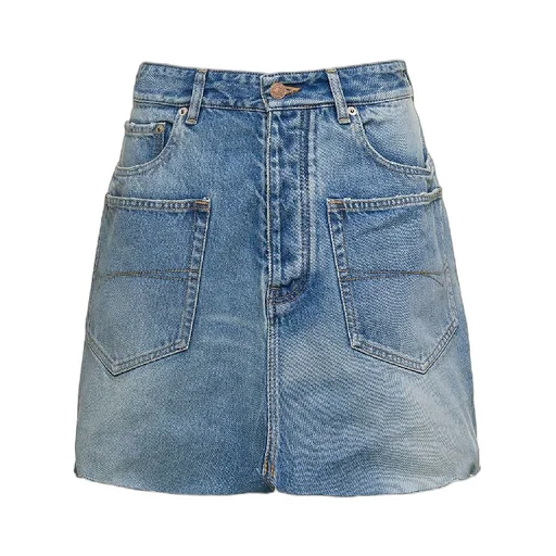 Low-Cut Washed Denim Skirt
