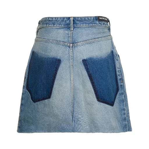Low-Cut Washed Denim Skirt