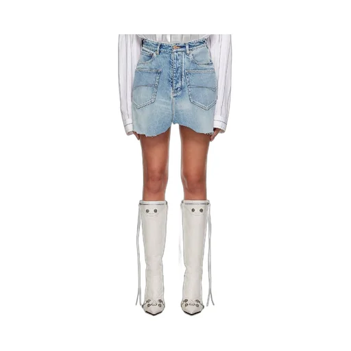 Low-Cut Washed Denim Skirt