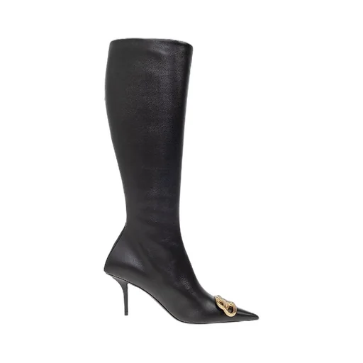 Knife Logo Buckle Leather High Boots