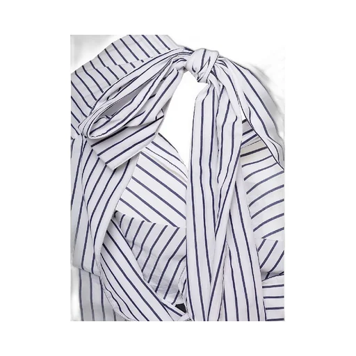 Pinstripe Backbow Cotton Shirt