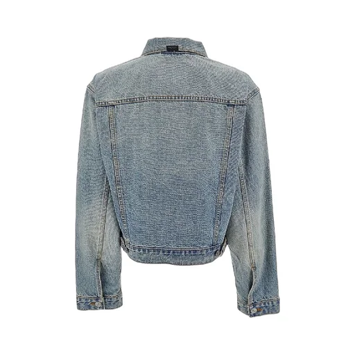 Logo Patch Cropped Denim Jacket