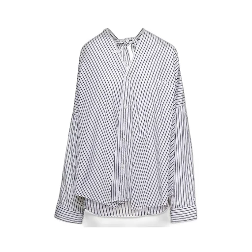Pinstripe Backbow Cotton Shirt