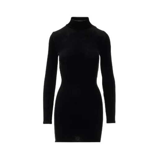 Back Rhinestone Logo High-Neck Dress