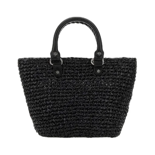 Le Cagole Raffia Effect Small Tote Bag