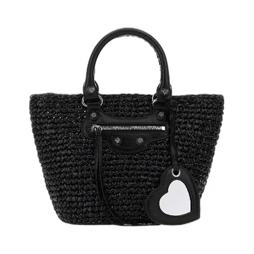 Le Cagole Raffia Effect Small Tote Bag
