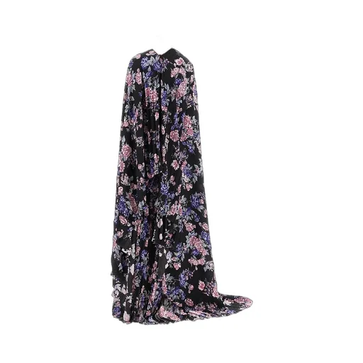 Floral Printing Pleated Maxi Dress