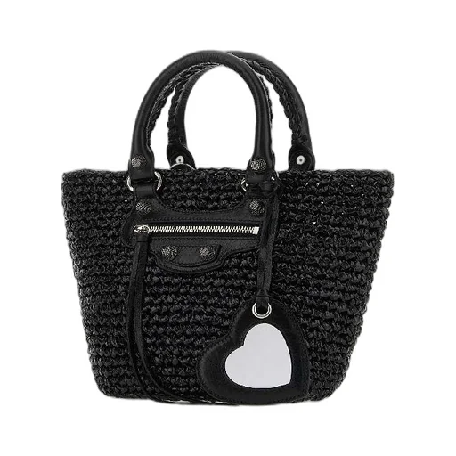 Le Cagole Raffia Effect Small Tote Bag