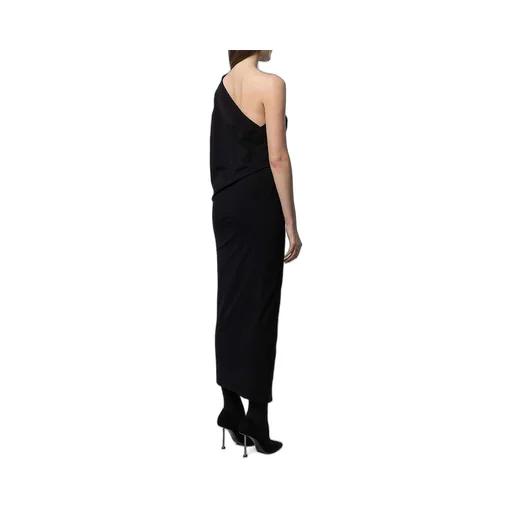 One Shoulder Body Wrap Black Dress