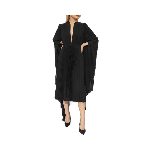 V-Neck Pleated Maxi Dress