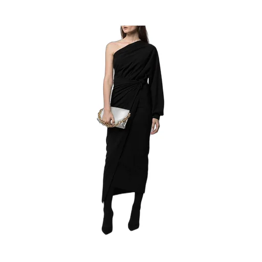 One Shoulder Body Wrap Black Dress