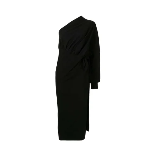 One Shoulder Body Wrap Black Dress