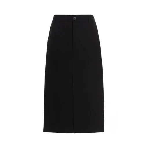 Satin Panel Mix Wool Skirt