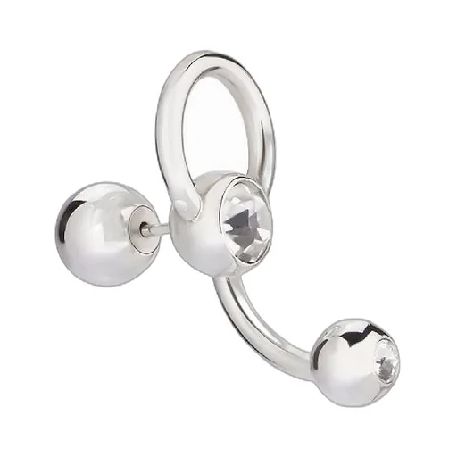 Force Rhinestone Silver Ball Earrings