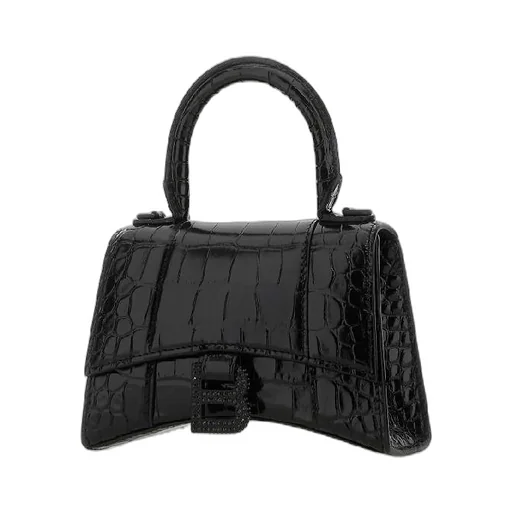 Rhinestone Crocodile Pattern Hourglass Bag Xs