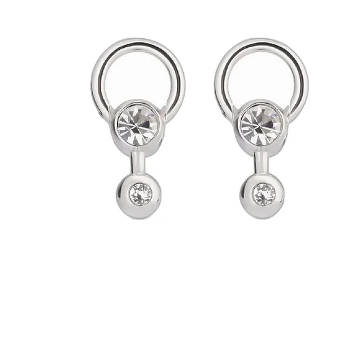 Force Rhinestone Silver Ball Earrings