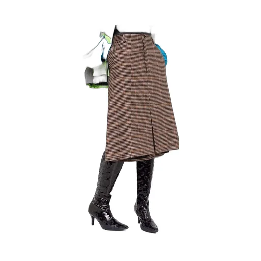 Houndstooth Wool Pencil Skirt