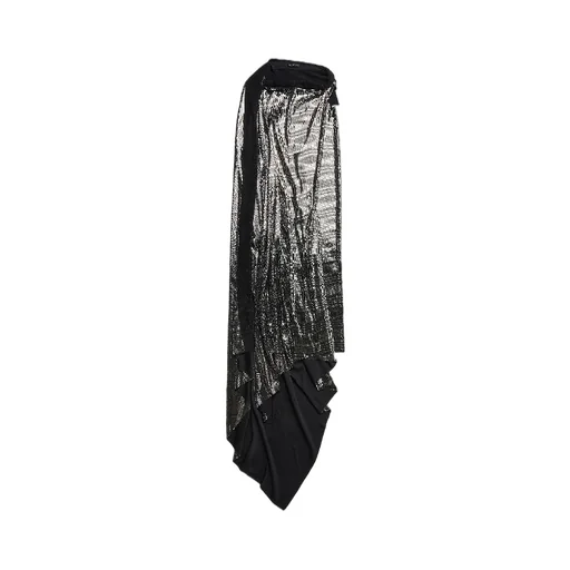 Boat Neck Drape Metallic Effect Long Dress