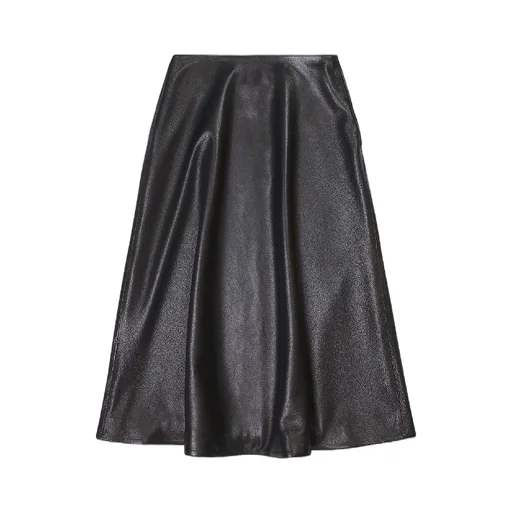 Black Lambskin Flare Skirt