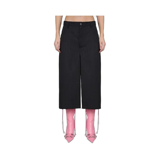 Virgin Wool Wide Crop Pants