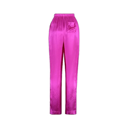 Crease Silk Logo Patch Waist Pants