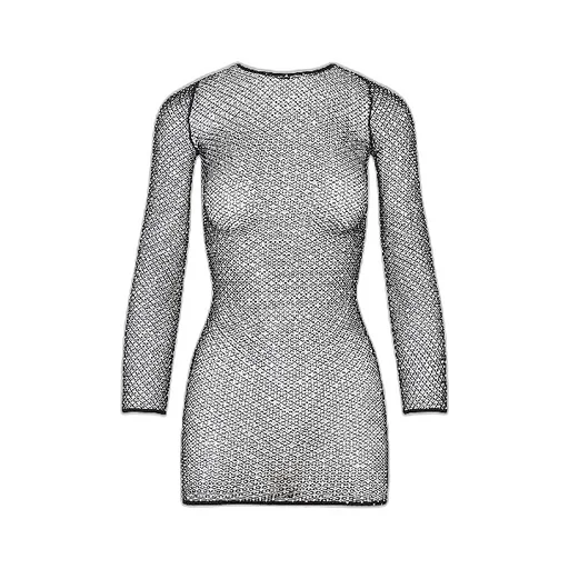 Rhinestone Mesh Mini Dress