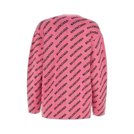 Allover Logo V-Neck Cotton Wool Cardigan