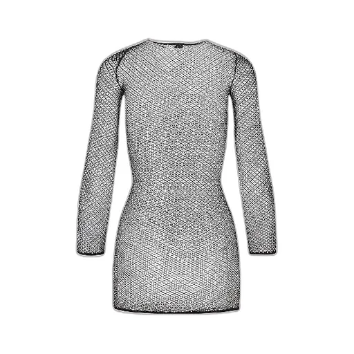 Rhinestone Mesh Mini Dress