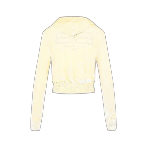 Shiny Velvet Bag Bb Logo Crop Hoodie Jacket