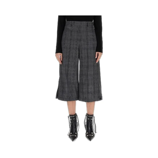 Deconstructed Check Wide Pants