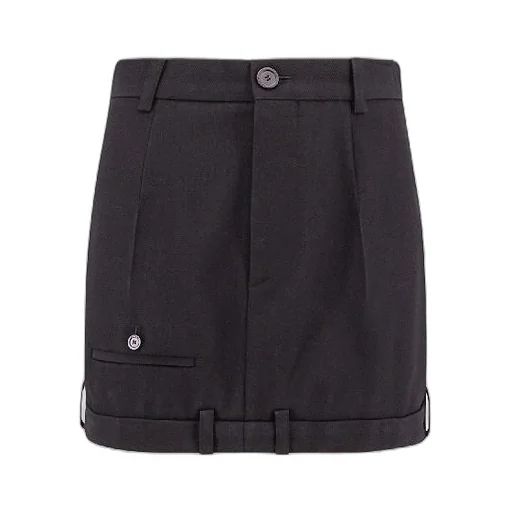 Black Twill Wool Skirt