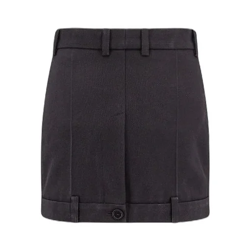 Black Twill Wool Skirt
