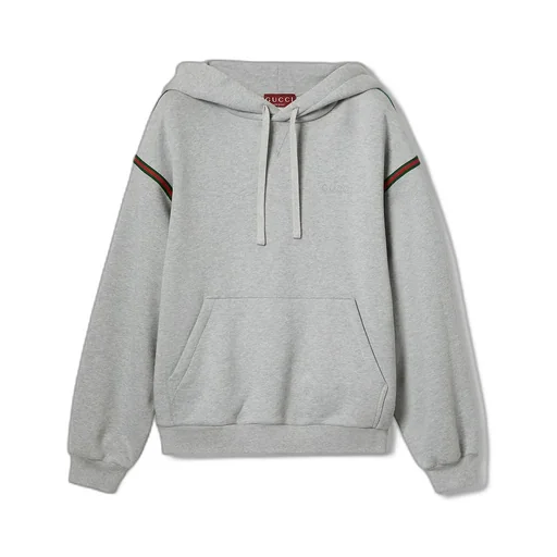Cotton Jersey Hooded Sweatshirt With Web